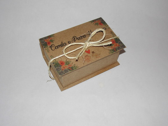 Caixa Convite Rústica - Pequena (tamanho 12 x 8 x 5 Cm)
