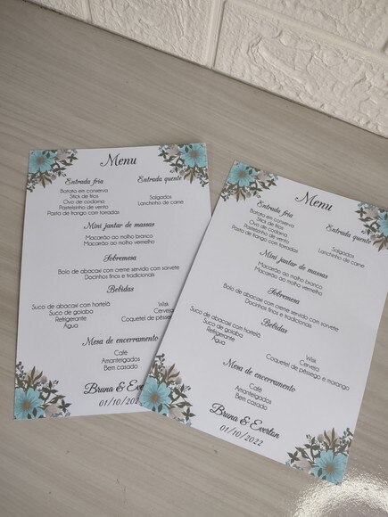 Cardápio / Menu Personalizado para Festas
