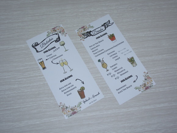 Cardápio / Menu com Impressão Frente e Verso