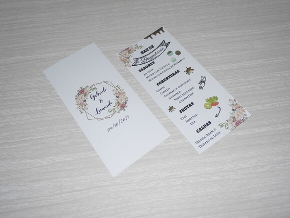 Cardápio / Menu com Impressão Frente e Verso