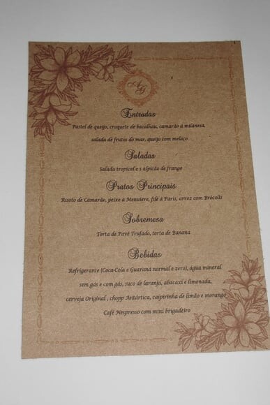 Cardápio / Menu Rustico Personalizado para Festas