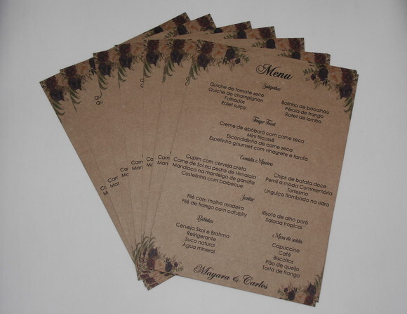 Cardápio / Menu Rustico Personalizado para Festas