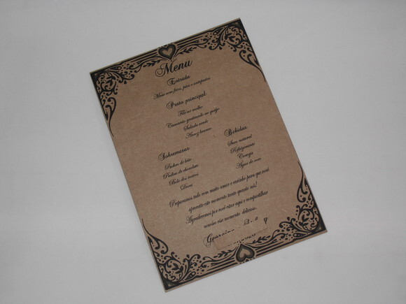 Cardápio / Menu Rustico Personalizado para Festas