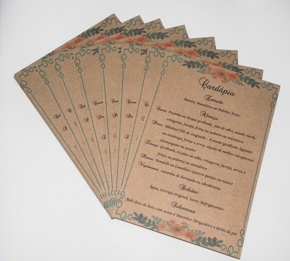 Cardápio / Menu Rustico Personalizado para Festas
