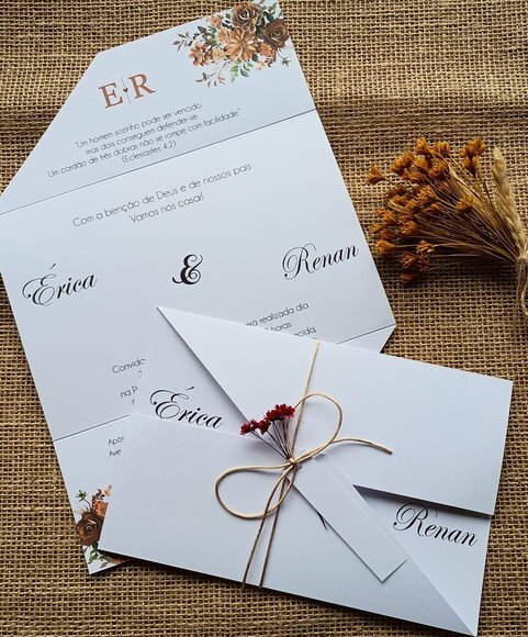Convite de Casamento com Flores Sempre Vivas - 3
