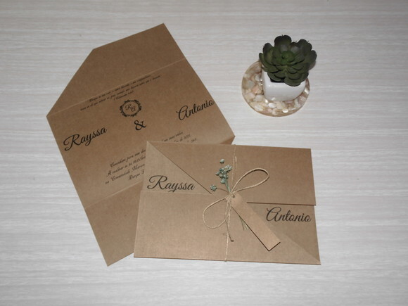 Convite de Casamento Rústico com Flores Sempre Vivas - 2