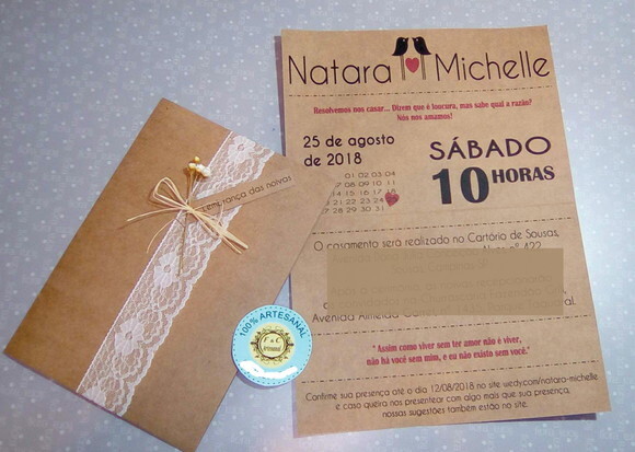Convite Rustico com Renda