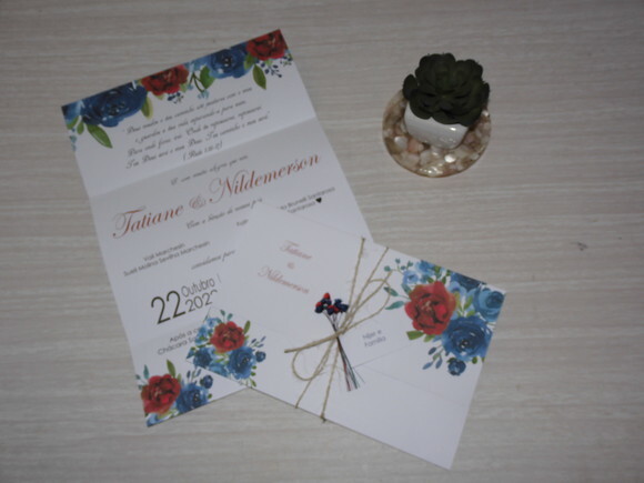 Convite Simples com Flores Sempre Vivas - 2
