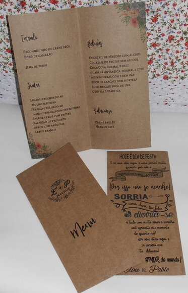 Menu Rústico com Agradecimento
