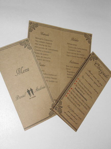 Menu Rústico com Agradecimento