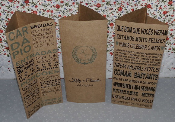 Menu Triangulo / Totem com Agradecimento - Rústico