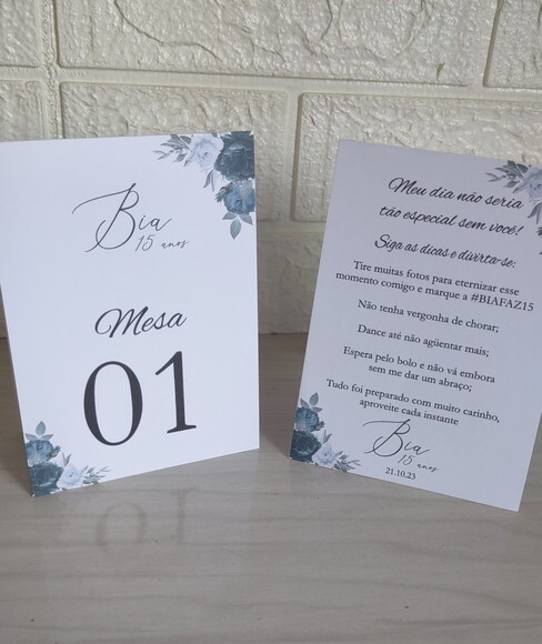 Plaquinha de Agradecimento e Numero de Mesa