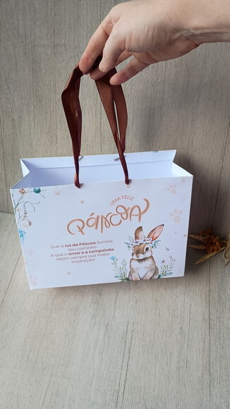 Sacola Feliz Pascoa - Tamanho 20cm Alt x 28larg x 12cm Prof