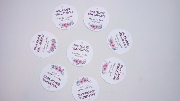 Tag Redonda 4 cm para Bem Casados ou Lembrancinhas