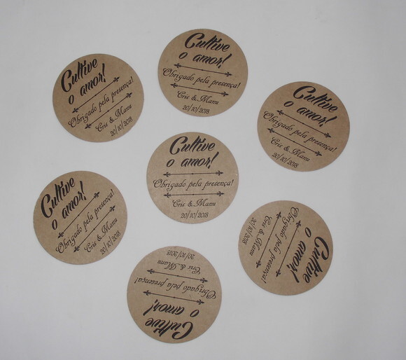 Tag Redonda 4 cm Rustica para Lembrancinhas - Personalizadas