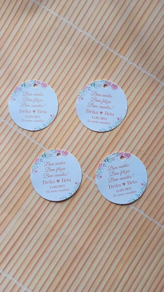 Tag Redonda 4 cm para Bem Casados ou Lembrancinhas