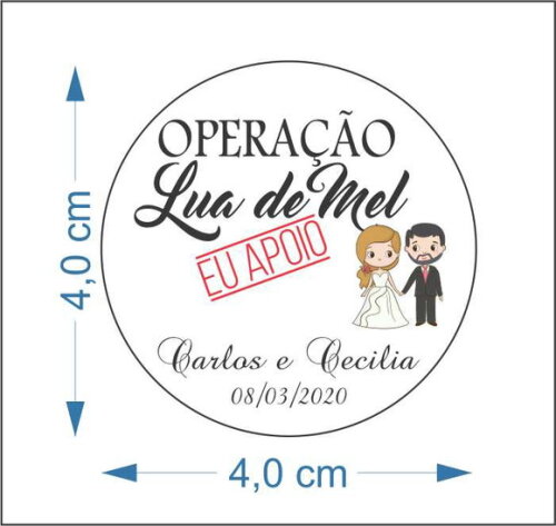Adesivo 4 cm para Operação Lua de Mel