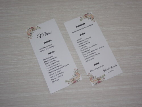 Cardápio / Menu com Impressão Frente e Verso