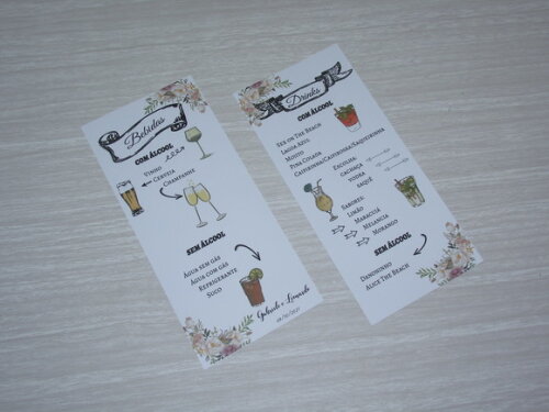 Cardápio / Menu com Impressão Frente e Verso