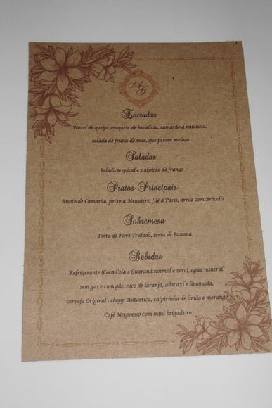 Cardápio / Menu Rustico Personalizado para Festas