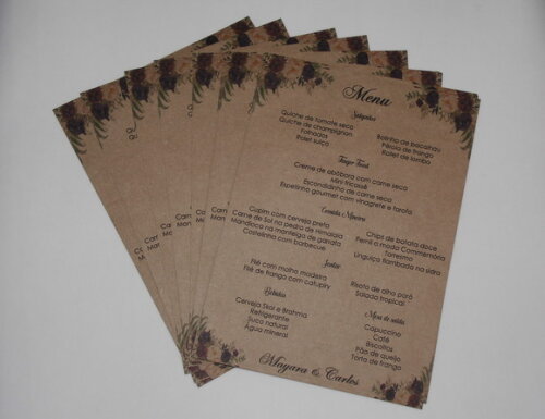 Cardápio / Menu Rustico Personalizado para Festas
