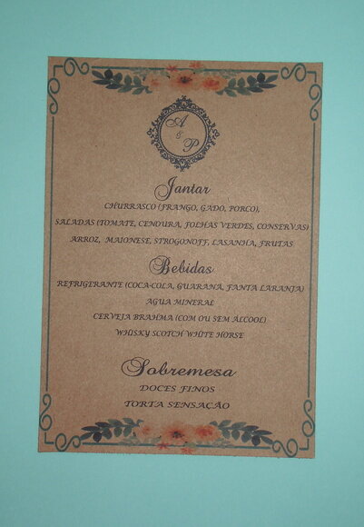 Cardápio / Menu Rustico Personalizado para Festas