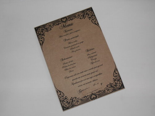 Cardápio / Menu Rustico Personalizado para Festas
