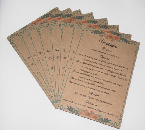 Cardápio / Menu Rustico Personalizado para Festas