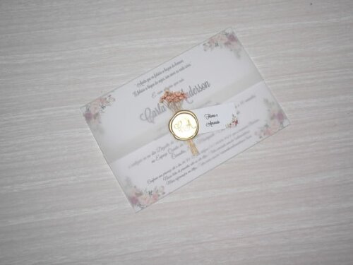 Convite com Papel Vegetal e Lacre de Cera Personalizado