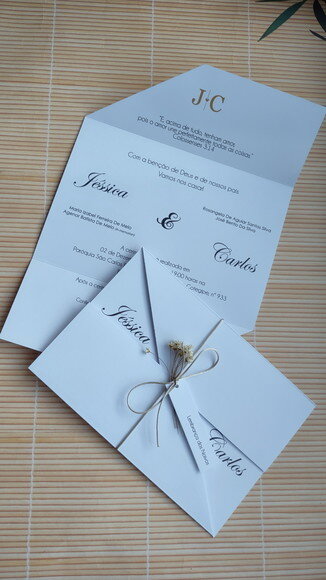 Convite de Casamento com Flores Sempre Vivas - 3