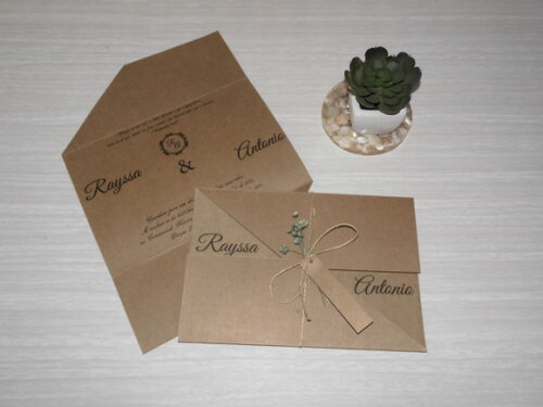 Convite de Casamento Rústico com Flores Sempre Vivas - 2