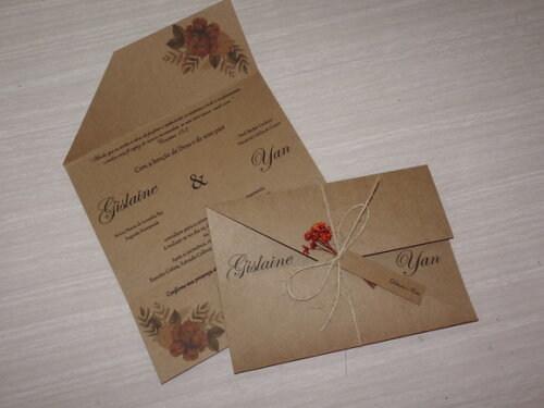 Convite de Casamento Rústico com Flores Sempre Vivas - 2