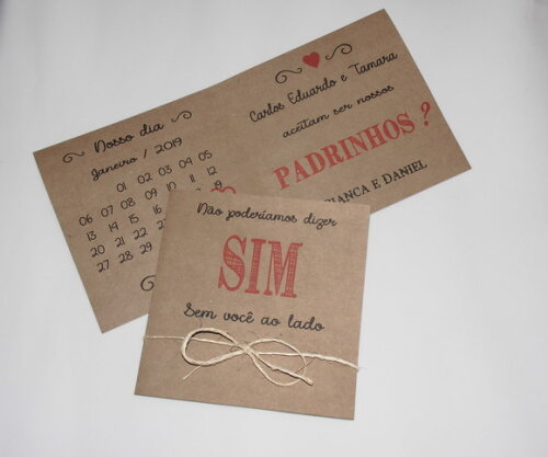 Convite de Casamento Rústico para Padrinhos