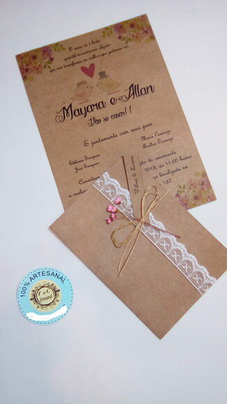 Convite Mini Rustico com Renda