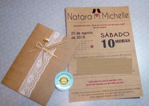 Convite Rustico com Renda