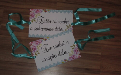 Kit com 2 Plaquinhas para Cadeira dos Noivos