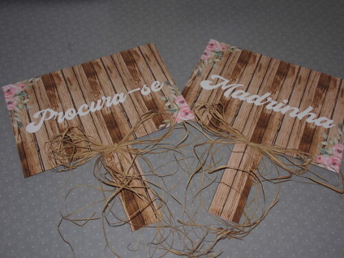 Kit com 2 Plaquinhas Rusticas para Daminhas / Pajens