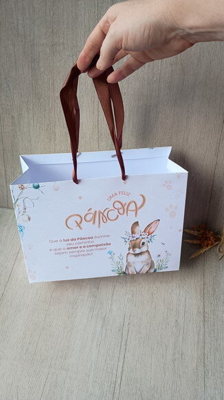 Sacola Feliz Pascoa - Tamanho 20cm Alt x 28larg x 12cm Prof