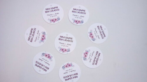 Tag Redonda 4 cm para Bem Casados ou Lembrancinhas