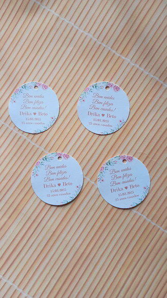 Tag Redonda 4 cm para Bem Casados ou Lembrancinhas