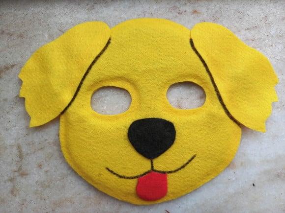 Máscara Feltro Cachorro Amarelo