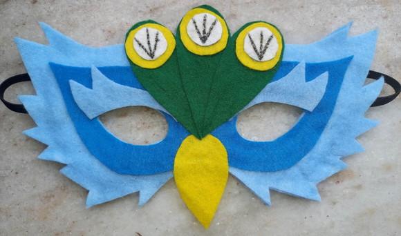 Máscara Feltro Pavão Azul