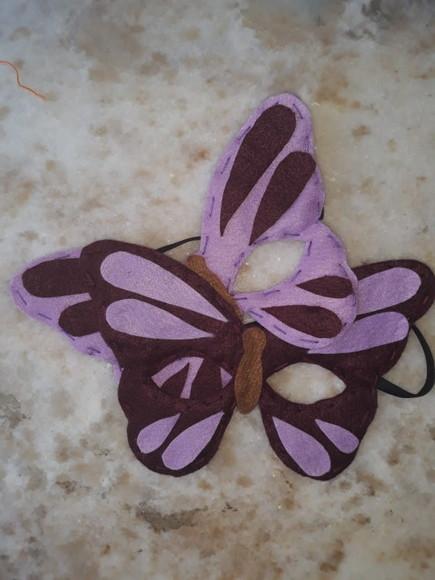 Máscara Feltro Borboleta Vinho e Lilás