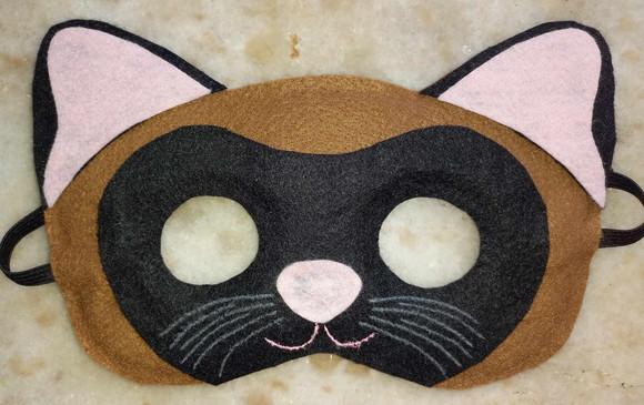 Máscara Feltro Gato Preto e Marrom