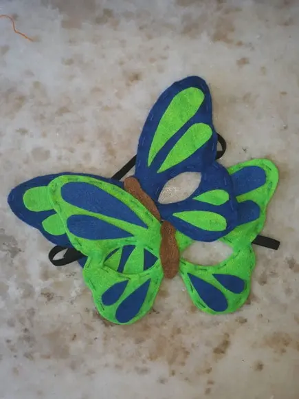 Máscara Feltro Borboleta Azul e Verde