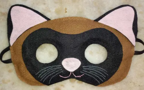 Máscara Feltro Gato Preto e Marrom
