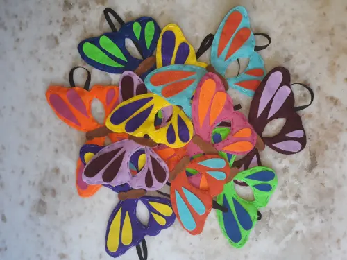 Máscara Feltro Borboleta Verde e Azul