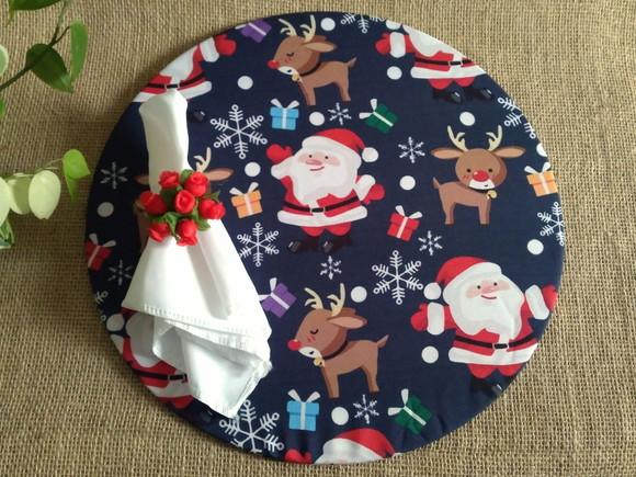 Kit 4 Capas Papai Noel para Sousplat + 4 Porta Guardanapo