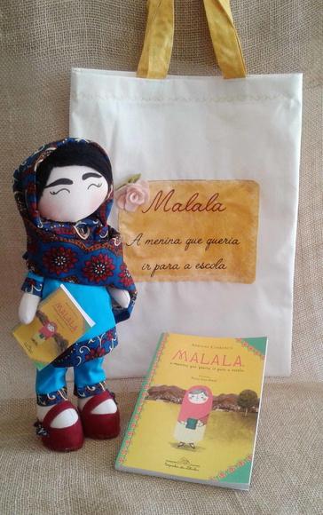 Boneca Malala - Kit boneca livro e sacola