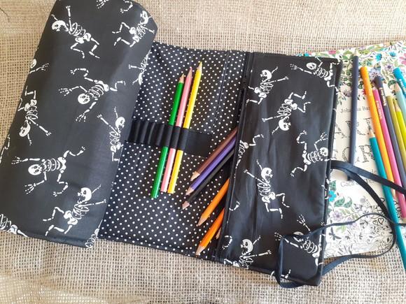 Estojo Rolinho para 48 Peças + Bolso com Ziper